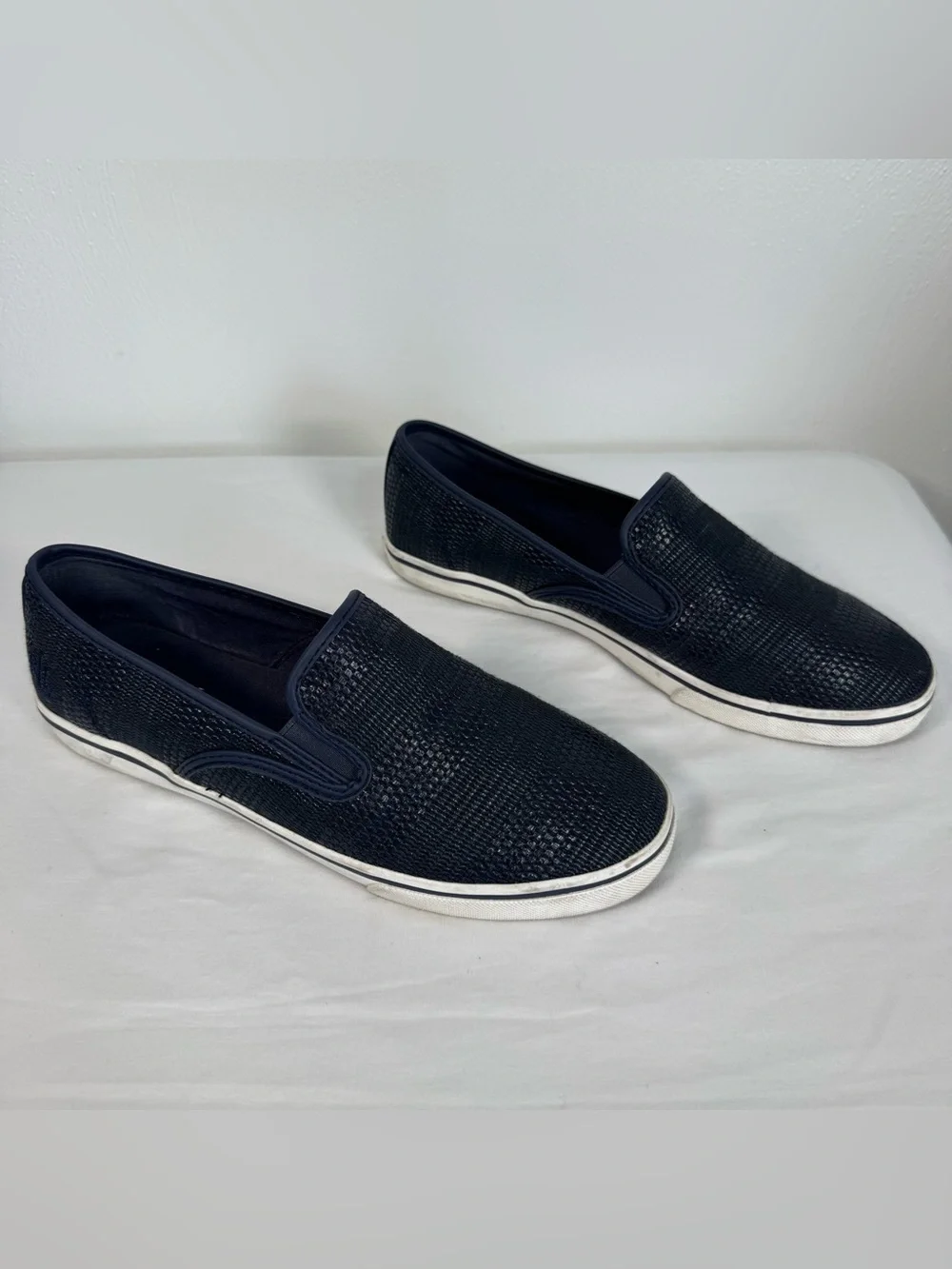 Lauren Ralph Lauren Janis Slip On Loafer Shoes Womens 8 Navy Blue Coastal Preppy